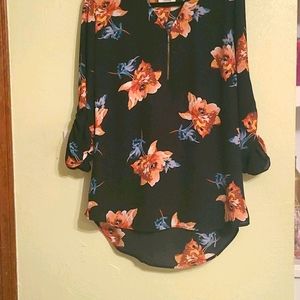 Black Floral 3/4 sleeve Maurices Shirt